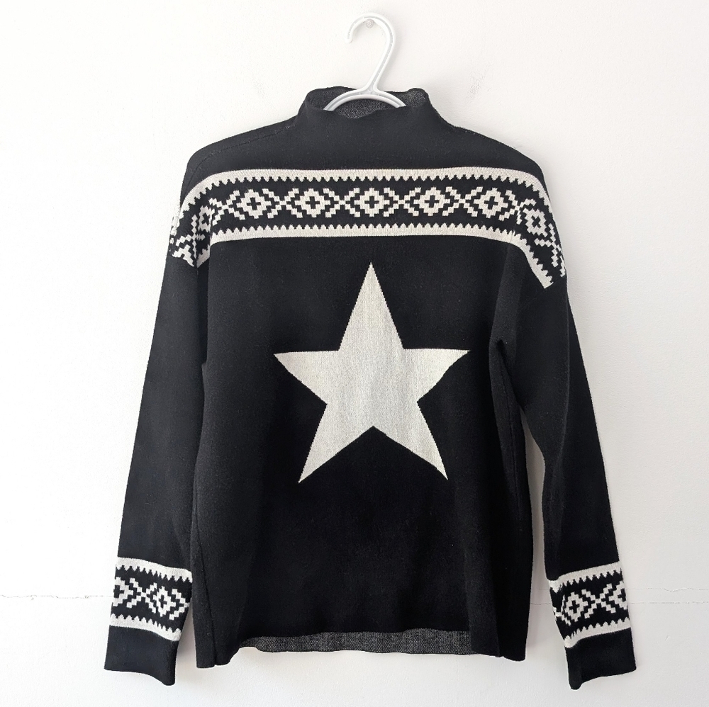 Tahari Black and White Cowl Neck Sweater